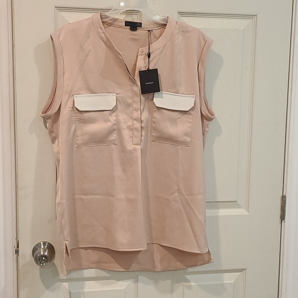 Rose gold rudsak shirt with leather detail pockets